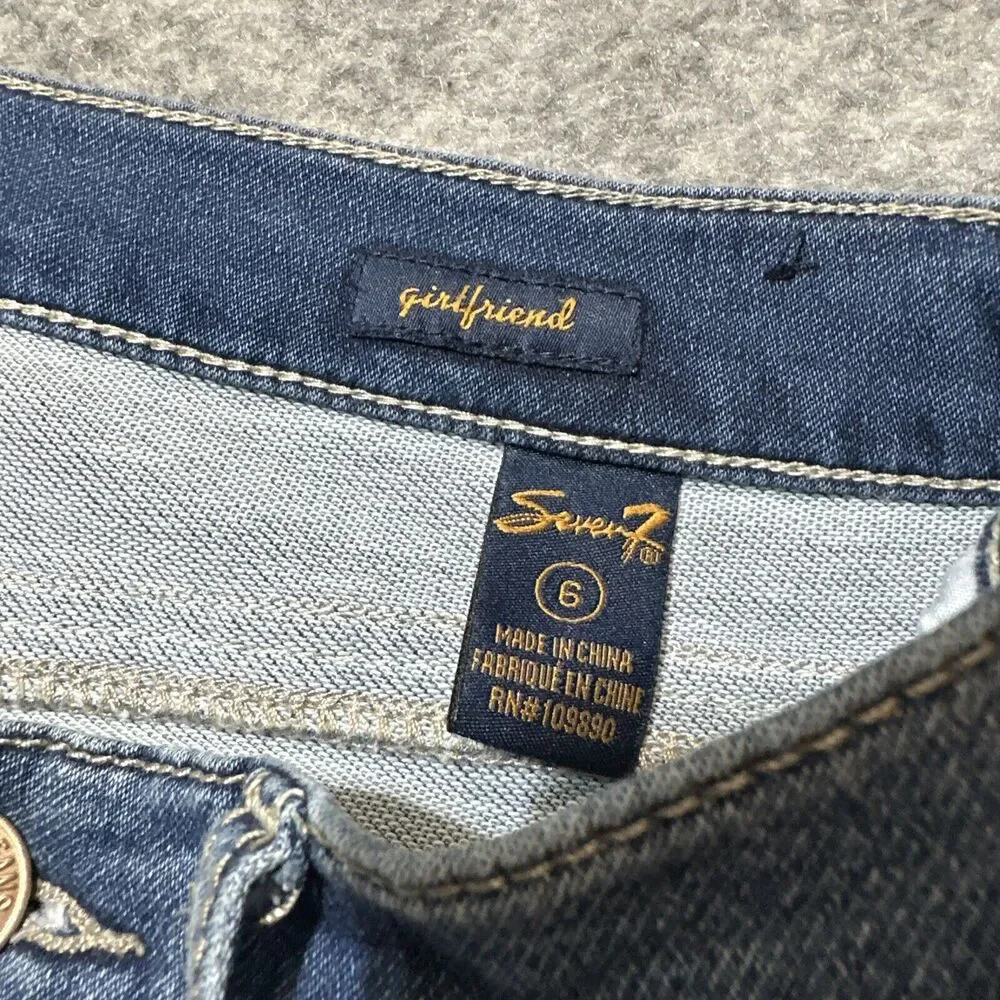 Seven7 Girlfriend‎ Women's Cropped Jeans Size 6 Blue Medium Wash Denim